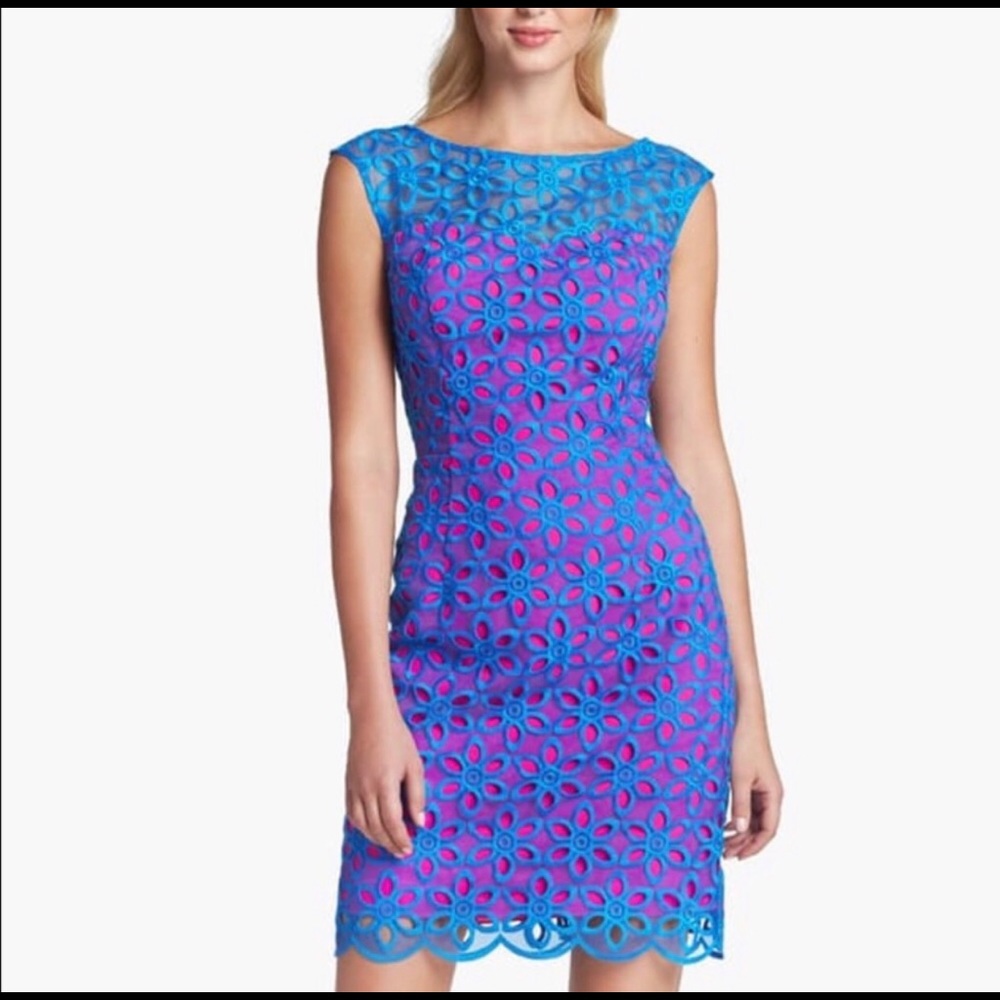 Lilly Pulitzer Pink and Blue Lace Dress, Size 4